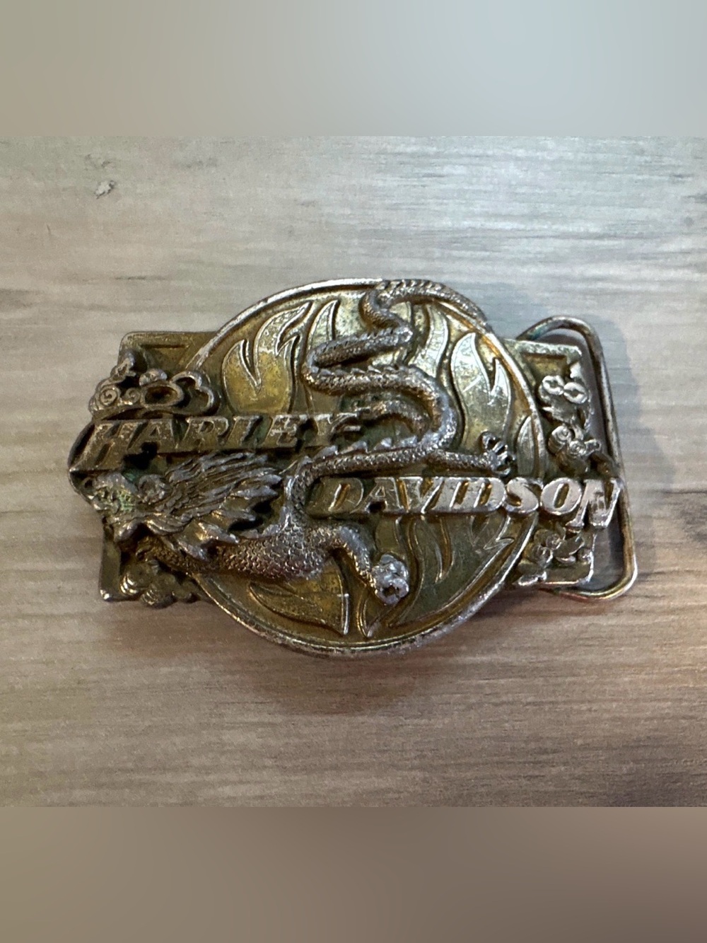 Harley-Davidson Dragon Belt Buckle Vintage 1988 Brass Enamel Motorcycle Biker